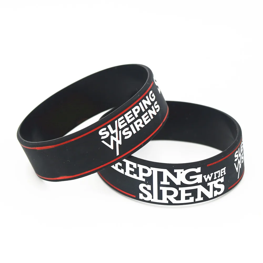 1PC SLEEPING WITH SIRENS Rock Style Band Silicone Wristbands for Music Fans Wide Black Bracelets&Bangles Jewelry Gifts SH197