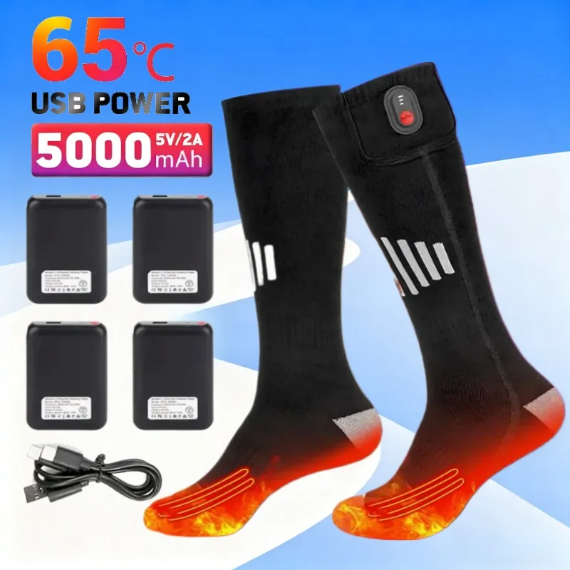 

Rechargeable Heated Socks For Men Winter Outdoor Sport Thermal Ski Snowmobile Skiing Sports Foot Warmer