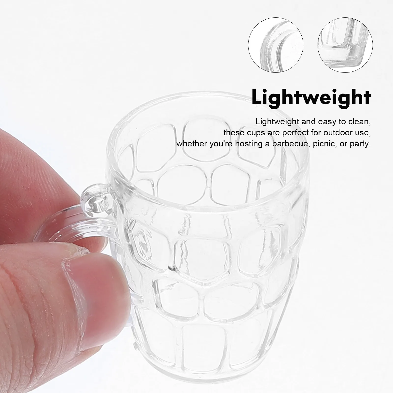 

50pcs Mini Beer Cups Transparent Lightweight Beverage Models For Dollhouse Scene Adorn Desktop Party Outdoor Wedding Event