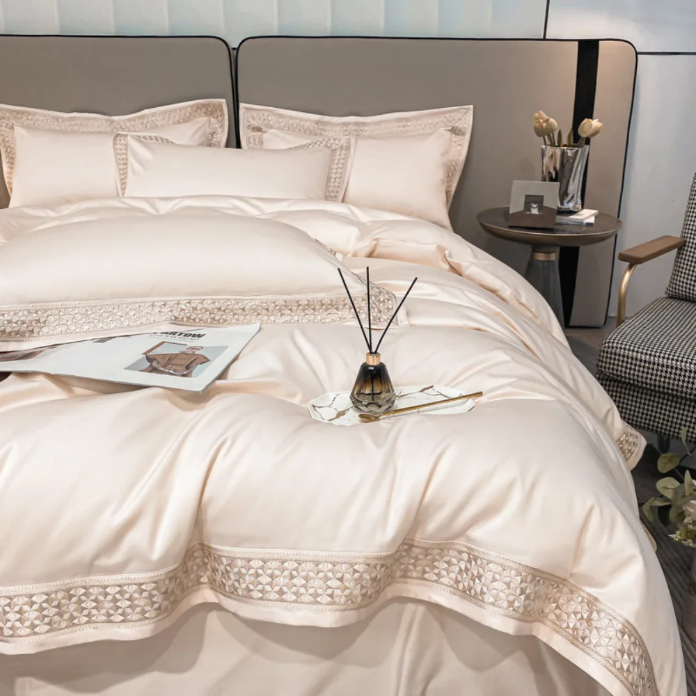 100% Pure Cotton Bedding Set 4 Piece Fitted Sheet Flat Sheet Pillowcase Queen King Size