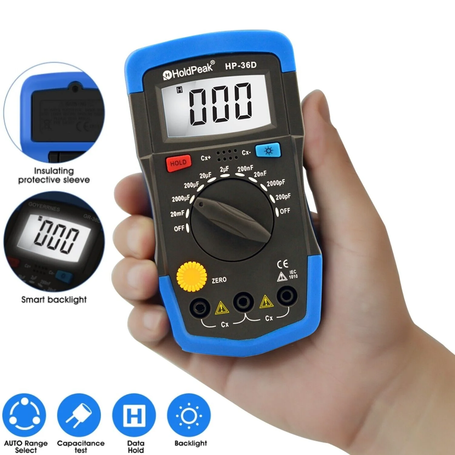 

Digital Multimeter Capacitance Meter 200pF-20mF Meter Capacitor Handheld Multimeter Tester with Multi Testers Manual Range