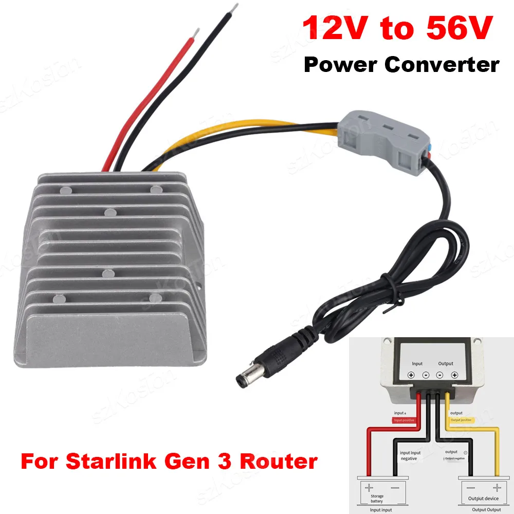 For Starlink Gen3 Router Booster 12V To 56V 3A DC Power Converter Step Up Power Adapter Rechargeable for Gen 3 Accessory