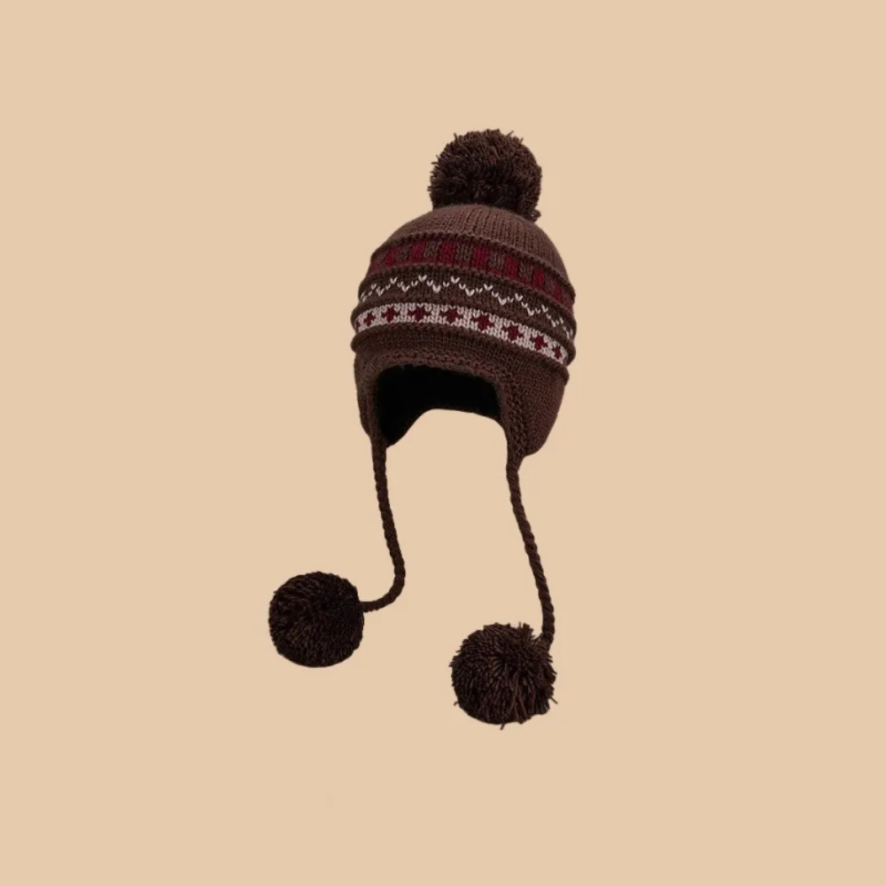 

Retro Warm Jacquard Knitted Hat Printed Wool Printing Knit Cap Vintage Korean Lei Feng Hat Girls