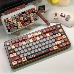 Cute Musk Cat Cafe Theme Keycaps Set PBT Cherry Profile MOA Custom Original Handmade Keycaps for Mechanical Keyboard Accessories