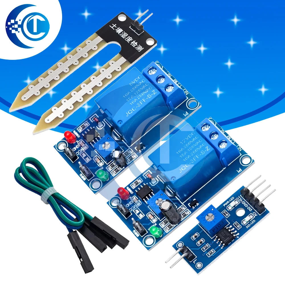 1PCS   NEW DC  5v  12V soil moisture sensor relay control module Automatic watering of the humidity starting switch