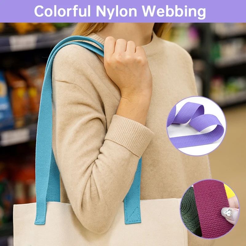 

10Meters 20-50mm Nylon Webbing Strap By Meter 1.1mm Thick Ribbon Band Backpack Colored Bias Binding Tape DIY Sewing Accessories