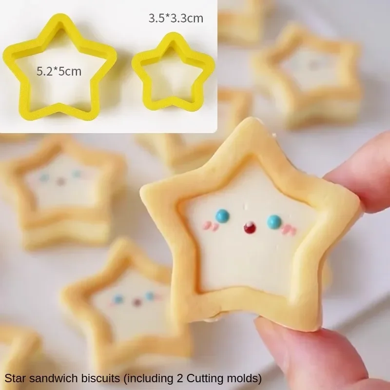 3D Star Cookie Cutter and Fondant Embosser Baby Shower Birthday Biscuit Mold Cake Decoration Tools Cute Dessert Baking Supplies