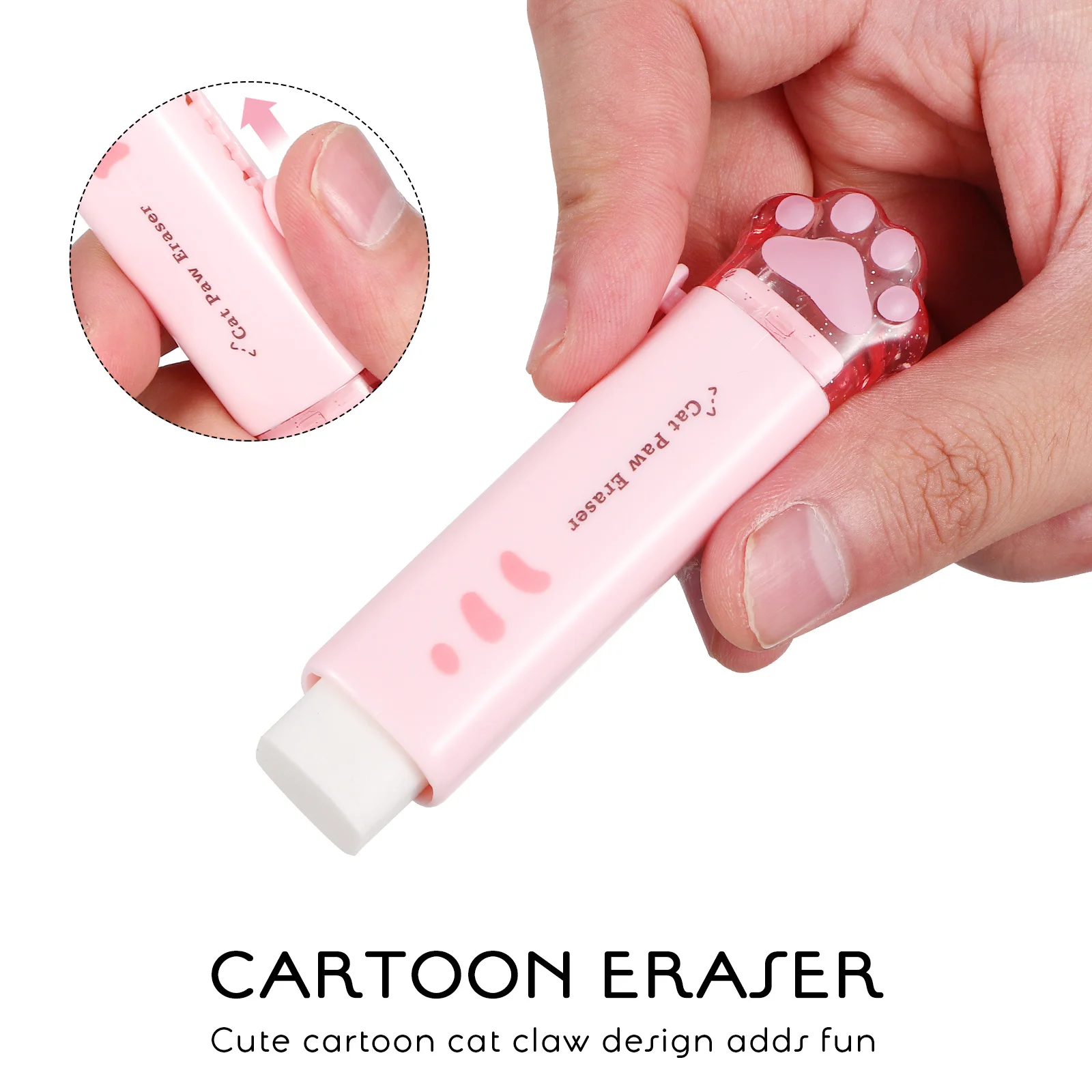 

4Pcs Cat Paw Retractable Erasers Cute Cartoon Rubber Erasers for Pencils Office School Fun Kawaii Stationery Gift Bulk
