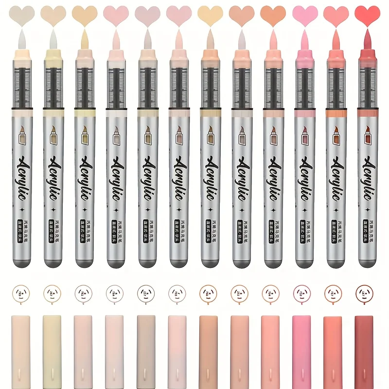 

Acrylic Paint Markers 12 pcs Brush Tip Acrylic Paint Pens Set with Professional Color Series for DIY & Art Supplies