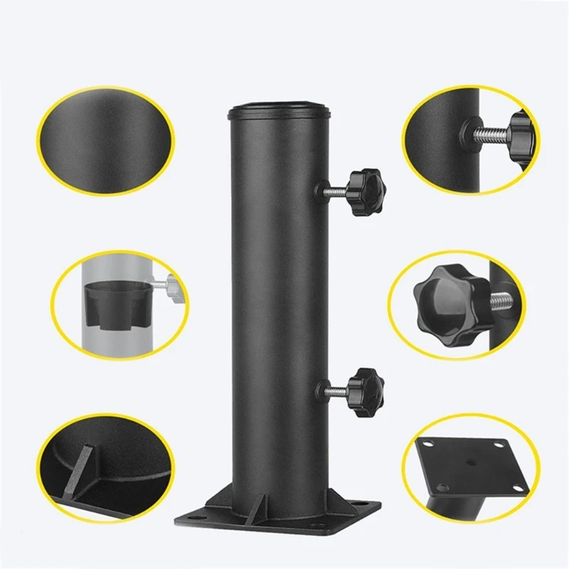 

Patio Umbrella Base Stand Table Umbrella Rack Outdoor Deck Umbrella Mount with Sleeves and Screws for Patio Table Drop Shipping