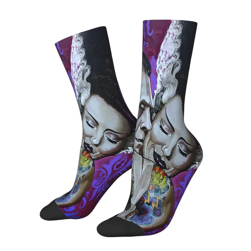 Bride Of Frankenstein Men's Crew Socks Unisex Novelty 3D Printing Science Fiction Horror Film Dress Socks