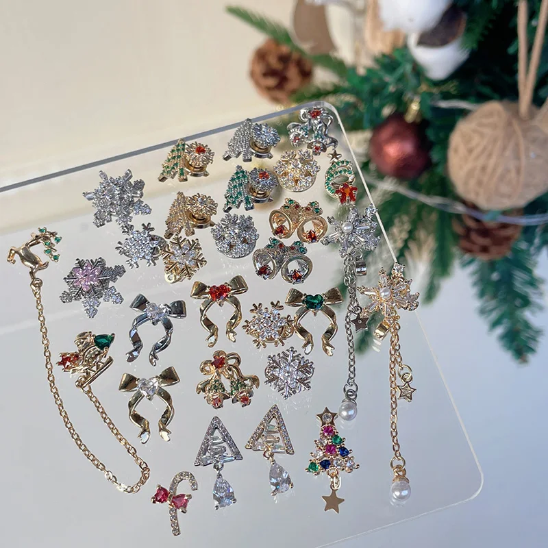 

5 шт., Новое рождественское поступление, аксессуары для ногтей с цирконием на осень и зиму, колокольчик, вращающиеся снежинки, блестящие украшения для ногтей