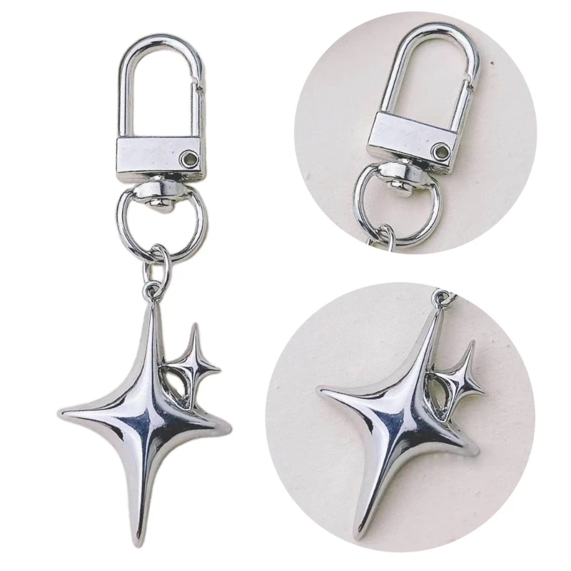 Y2K Star Charm Pendant Keychain Metal Key Rings for Women Men Friendship Gift Handbag Decoration Handmade Jewelry Gift