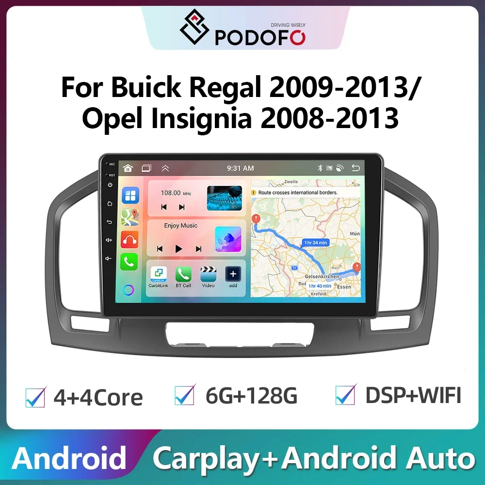 

Podofo Wireless Carplay Android Auto Car Radio For Buick Regal 2009-2013 For Opel Insignia 2008-2013 Multimedia GPS autoradio