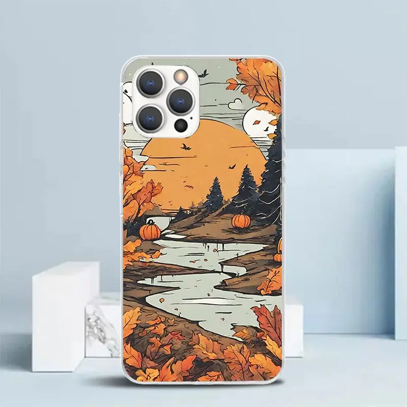 Pumpkin Happy Fall Autumn Phone Case For IPhone 16 15 14 13 12 11 Pro Max Mini XR XS X 7 Plus 8 + SE 2020 Soft TPU Back Cover