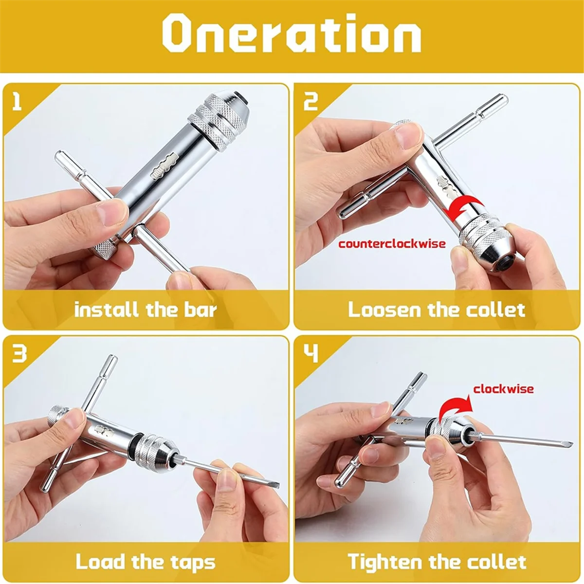 B03C 2 قطعة اسئلة T مقبض الحنفية وجع ، قابل للتعديل T مقبض بار حامل تصعيد الحنفية وجع ل متري M3-M8 / M5-M12 #4