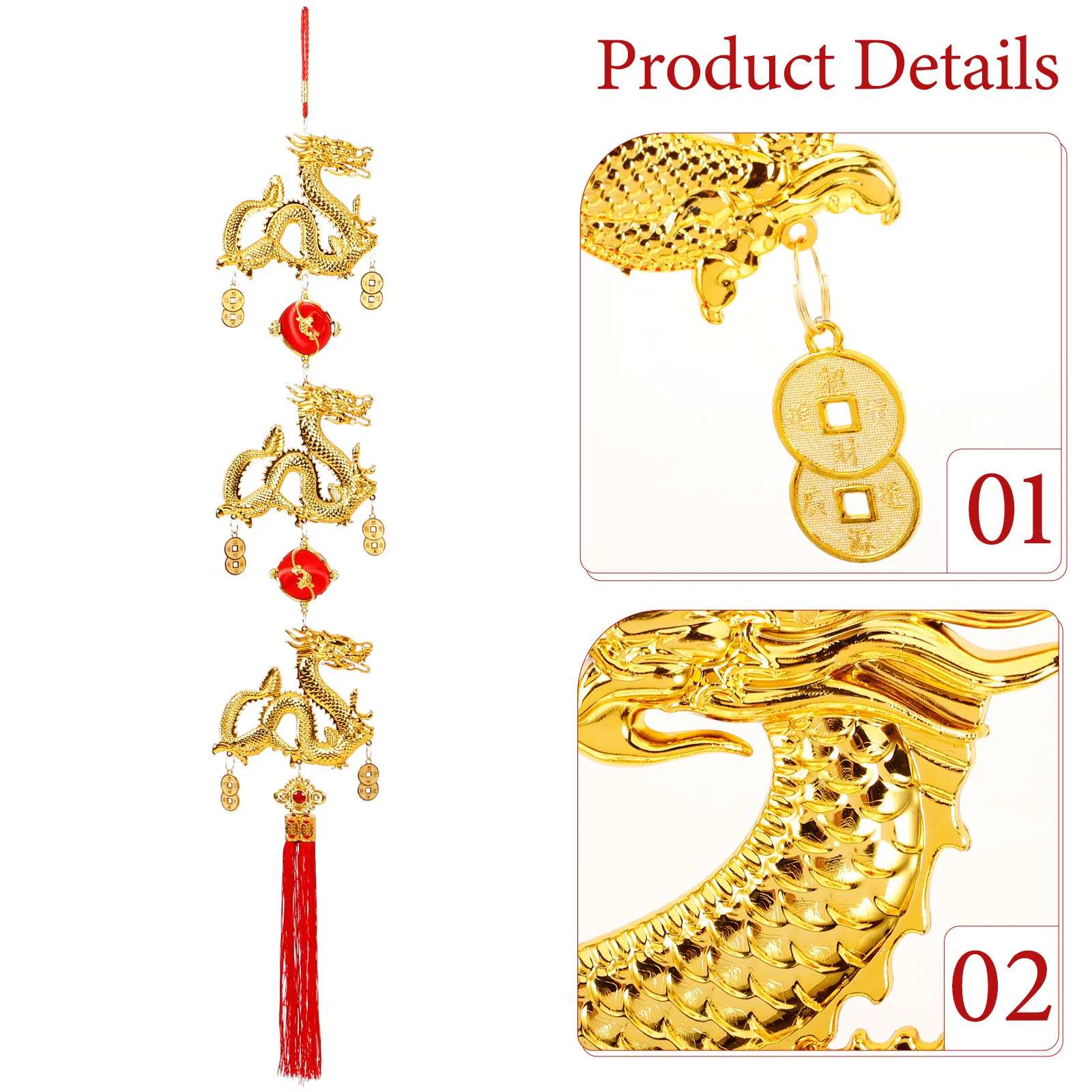 

2024 Chinese New Year Pendant Dragon Decoration Hanging Ornament Spring Festival Decor for Home Office Shop Dragon Year Pendant