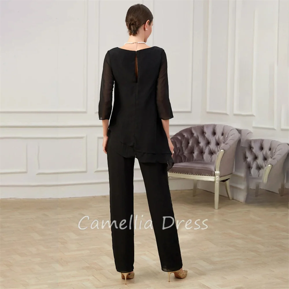 Elegant Scoop Neck Mother Of The Bride Dress Jumpsuit Chiffon Ankle-Length Formal Dresses Vestidos Mae Da Noiva Casamentos