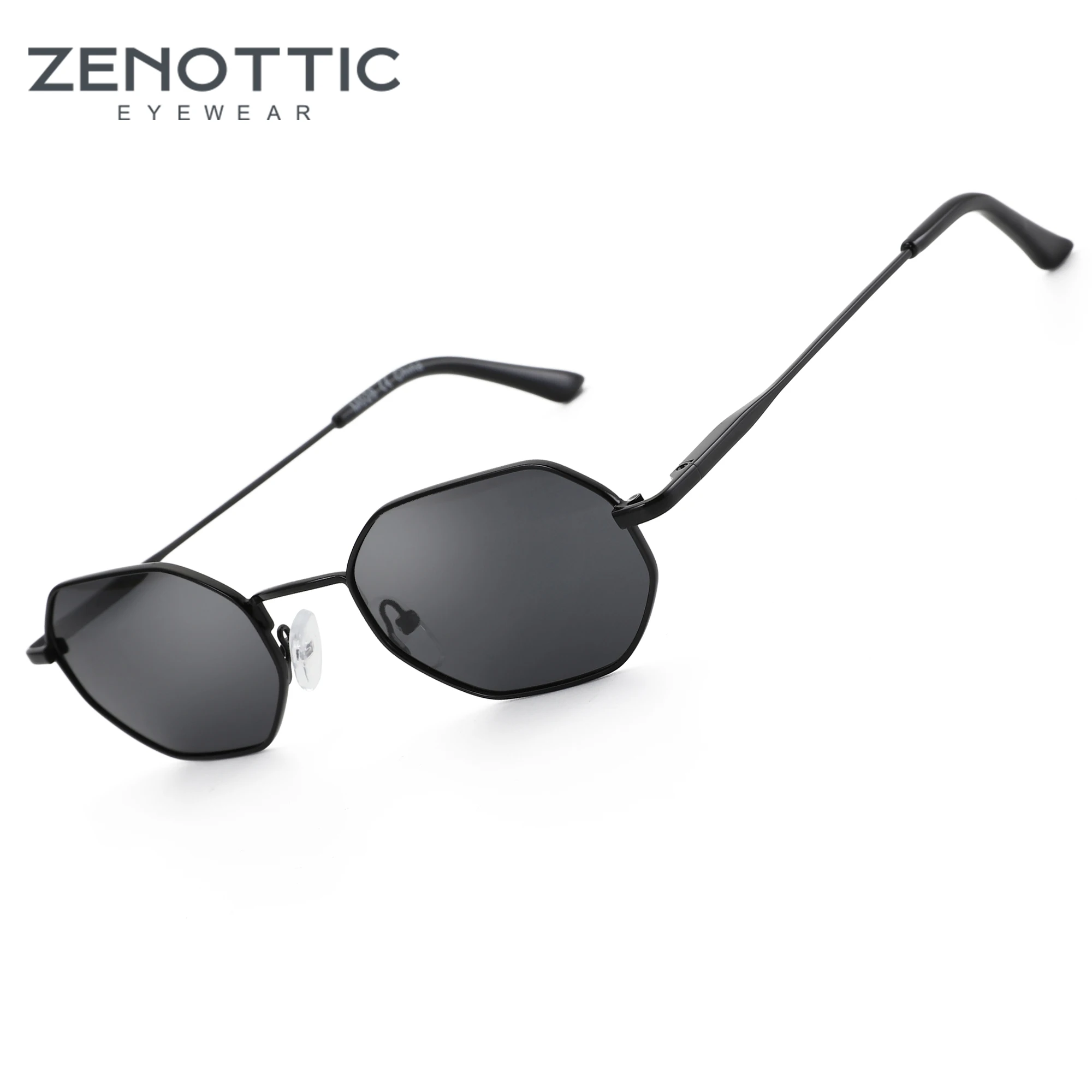 ZENOTTIC Small Octagonal Polarized Sunglasses for Women Men Hippie Metal Frame Retro Rectangle UV400 Goggles Driving Sun Glasses