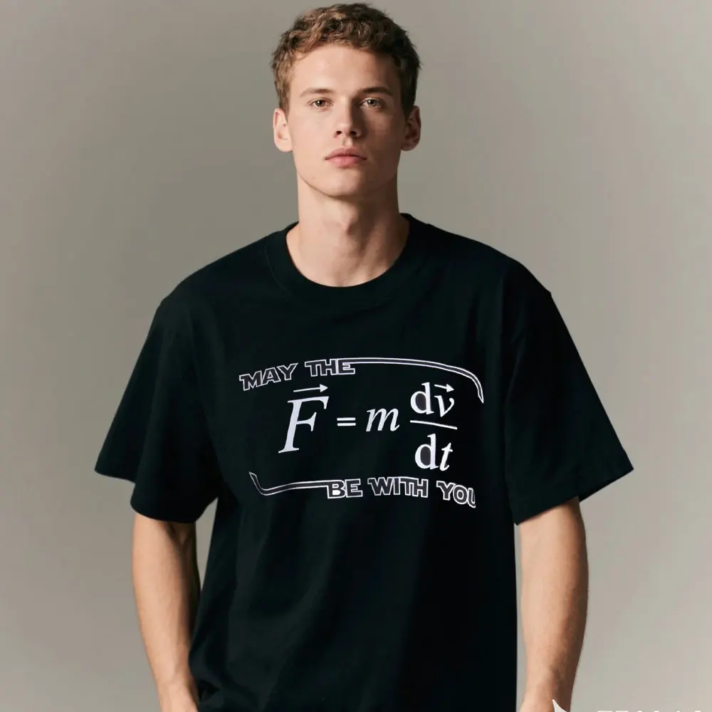 May The (F=m*dv/dt) Be with You Funny Physics Science Unisex Shirt Graphic T Shirts Interesting Chemical Equation Men Clothing