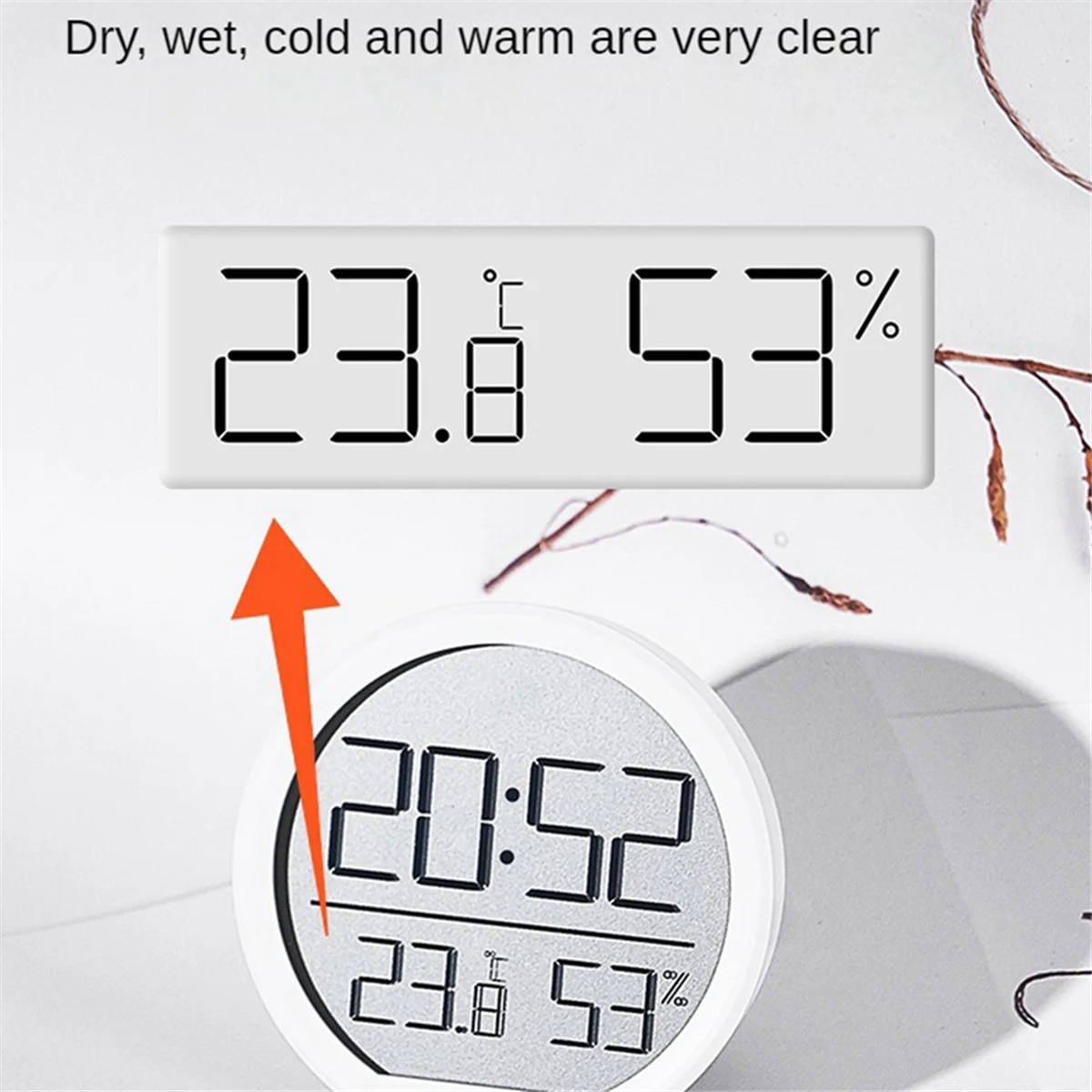 LED Digital Wall Clocks Temperature Humidity Date Display Electronic Table Alarm Clock for Kitchen Study Refrigerator B