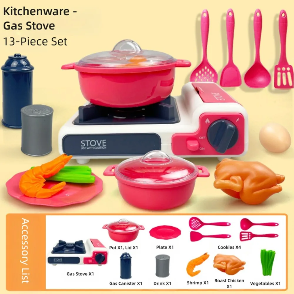 Juego de cocina Multicolor para niños, juego de plástico para hornear microondas, estufa de Gas, diseño de simulación, cocina arrocera, juego para niños