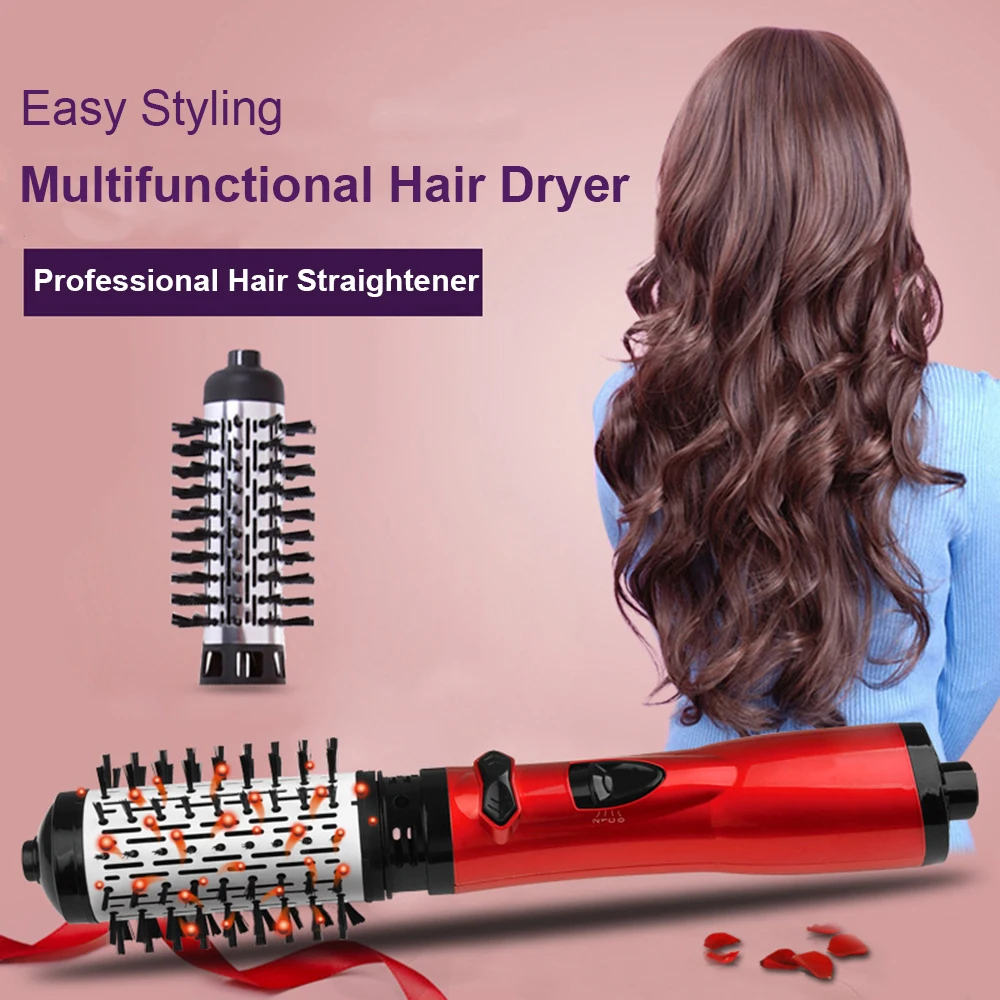 

New Hair Dryer Hair Straightener With Hair Brush Hair Multi Styler Negative Ionic Detachable Hair Dryer Kit Air Hot Comb Set