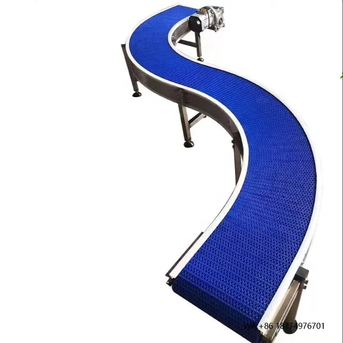 Efficiency POM Plastic Chain Plate Conveyor Belt Filling Beverage Turning Curved Mesh Belt Conveyor