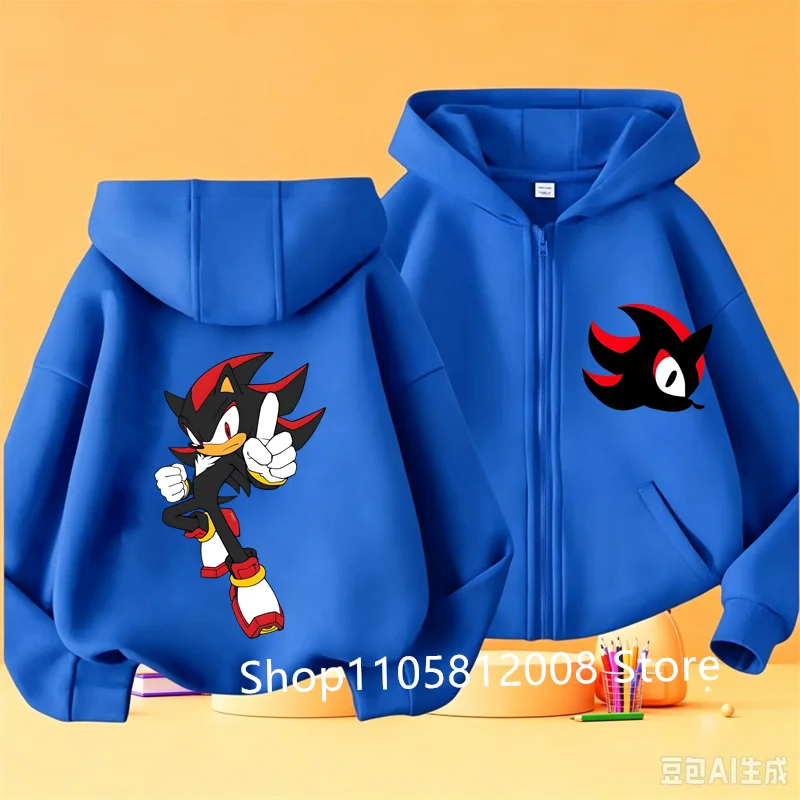 2026 Unisex Child Sonic the Hedgehog Costume Hoodie Hooded Sweatshirt Blue Top for Halloween Cosplay Party Costumes