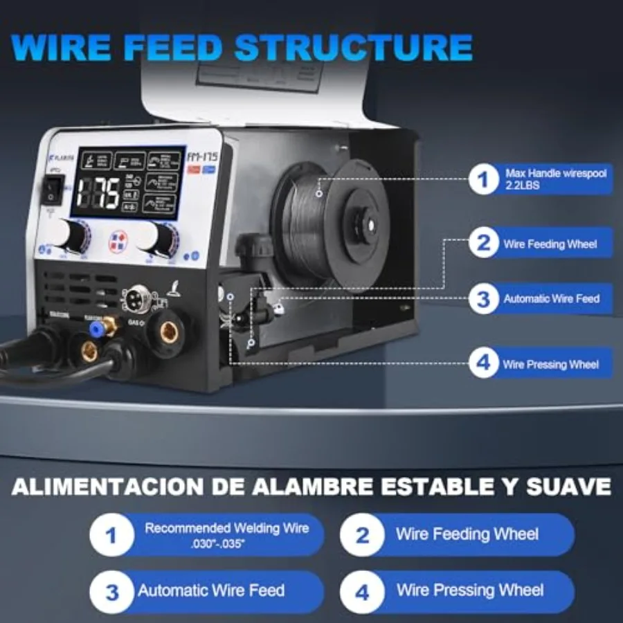 175amp MIG Welder 5 IN 1 Dual Voltage 120V 240V Welding Machine with Spool Gun for Metal Fabrication Automotive Repair