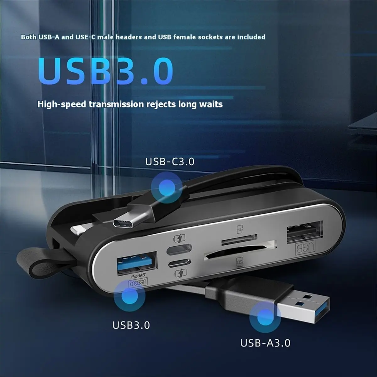 【COUNTDOWN DEAL】 High-Speed USB 3.0 Multifunctional Card Reader Compatible with Mobile Phones and Computers (3-in-1)