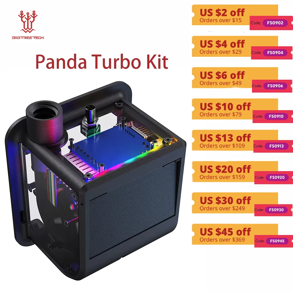 

BIGTREETECH Panda Turbo Kit 3X Cooling Power Plug & Play ABS-GF Shell RGB Lighting Пара с Panda Jetpack для BambuLab X1 P1