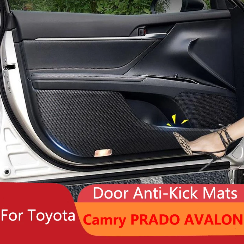 

4pcs Car Door Anti-Kick Mat Pad Door Panel Stickers Decoration For Toyota Camry PRADO AVALON Auto Interior Accessories