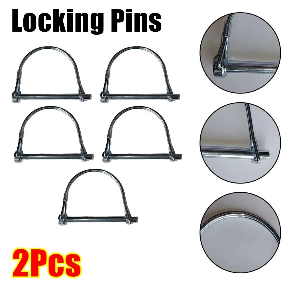 2Pcs Galvanized Locking Pins With Spring Lock Garden Tools Parts Tubular Folding Pin Anti-lost D-type Carbon Steel