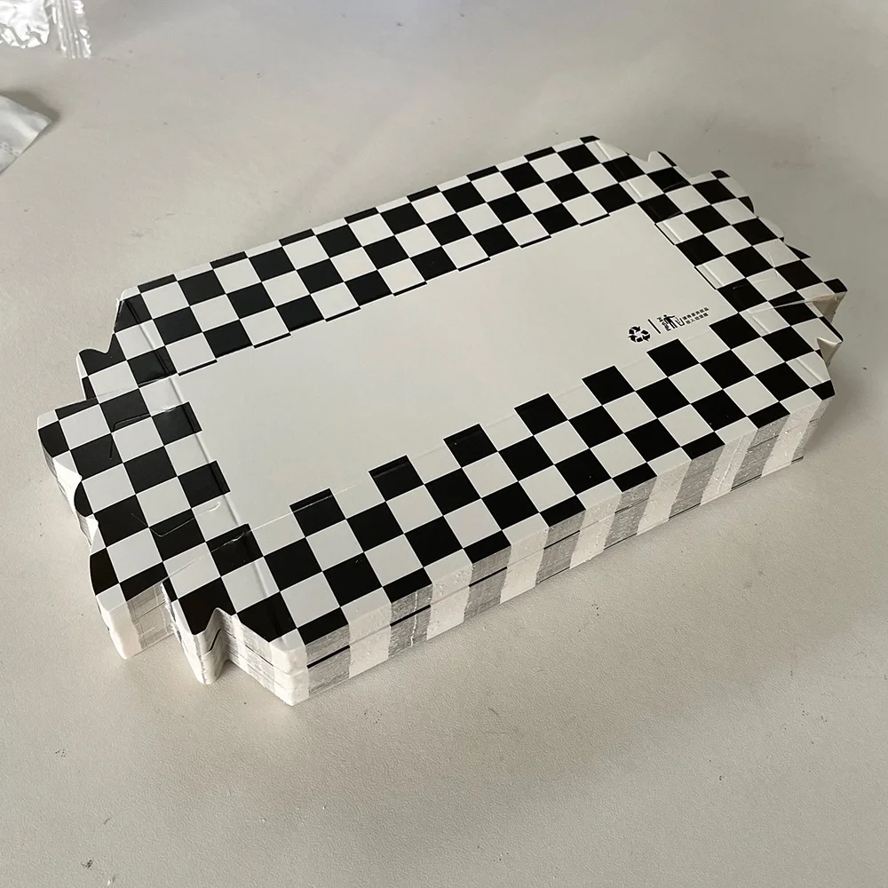 24 PCS Checkered Food Boxes Paper Snack Trays Racing Flag Disposable Food Holders Popcorn Boxe Race Car Birthday Party Supplies