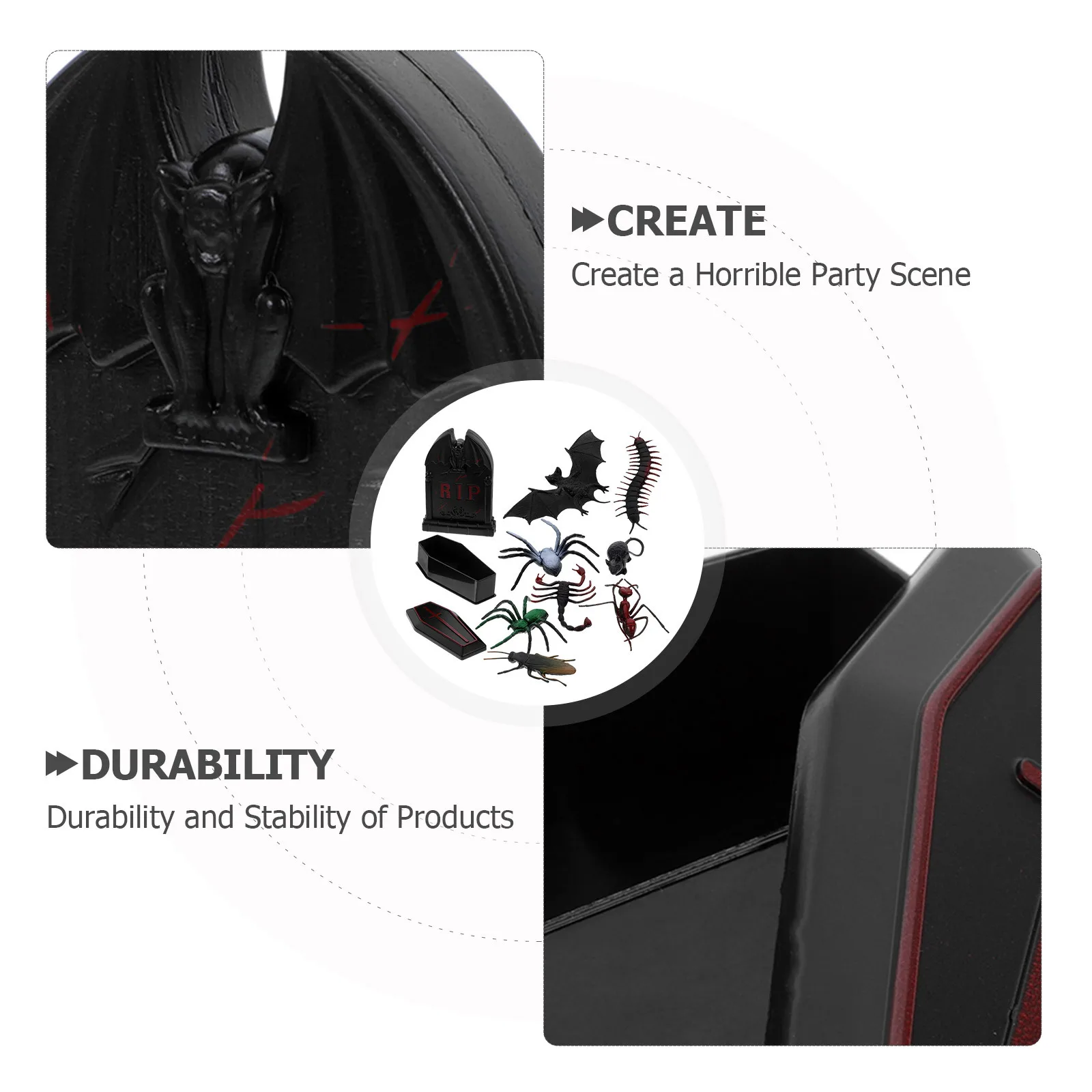 

1 комплект, миниатюрная гробница на Хэллоуин, гроб, украшения в виде животных, жуткий дом с привидениями, реквизит, украшение для кукольного домика, деревня Хэллоуина