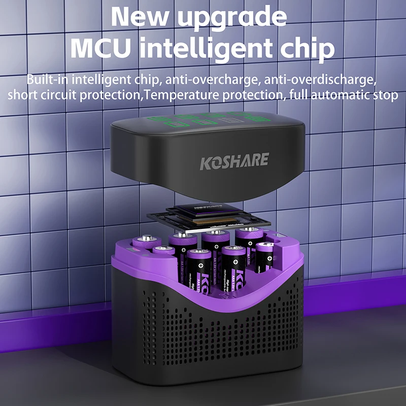 KOSHARE 1.5V Akumulatory AA AAA Litowe 4255mWh 1100mWh Stałonapięciowy Zestaw Ładowarki do Baterii o Długiej Żywotności — zdjęcie produktu 5