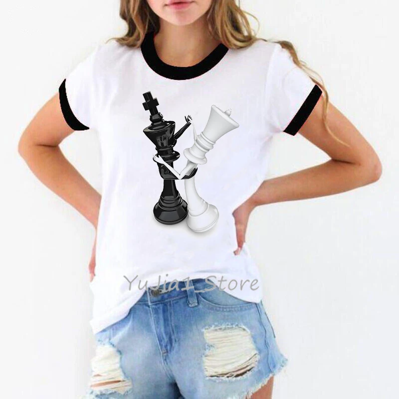 

Novelty Design Dancing Chess Print Funny T Shirts Women Streetwear Chess Lover Friends Birthday Gift Personalized Punk Tshirt