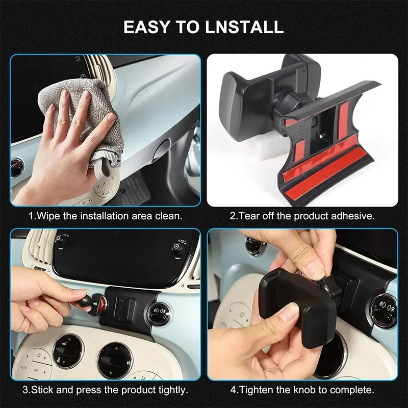 

For Fiat 500 Abarth 595 2016+ ABS central control mobile phone holder GPS wireless charging navigation holder