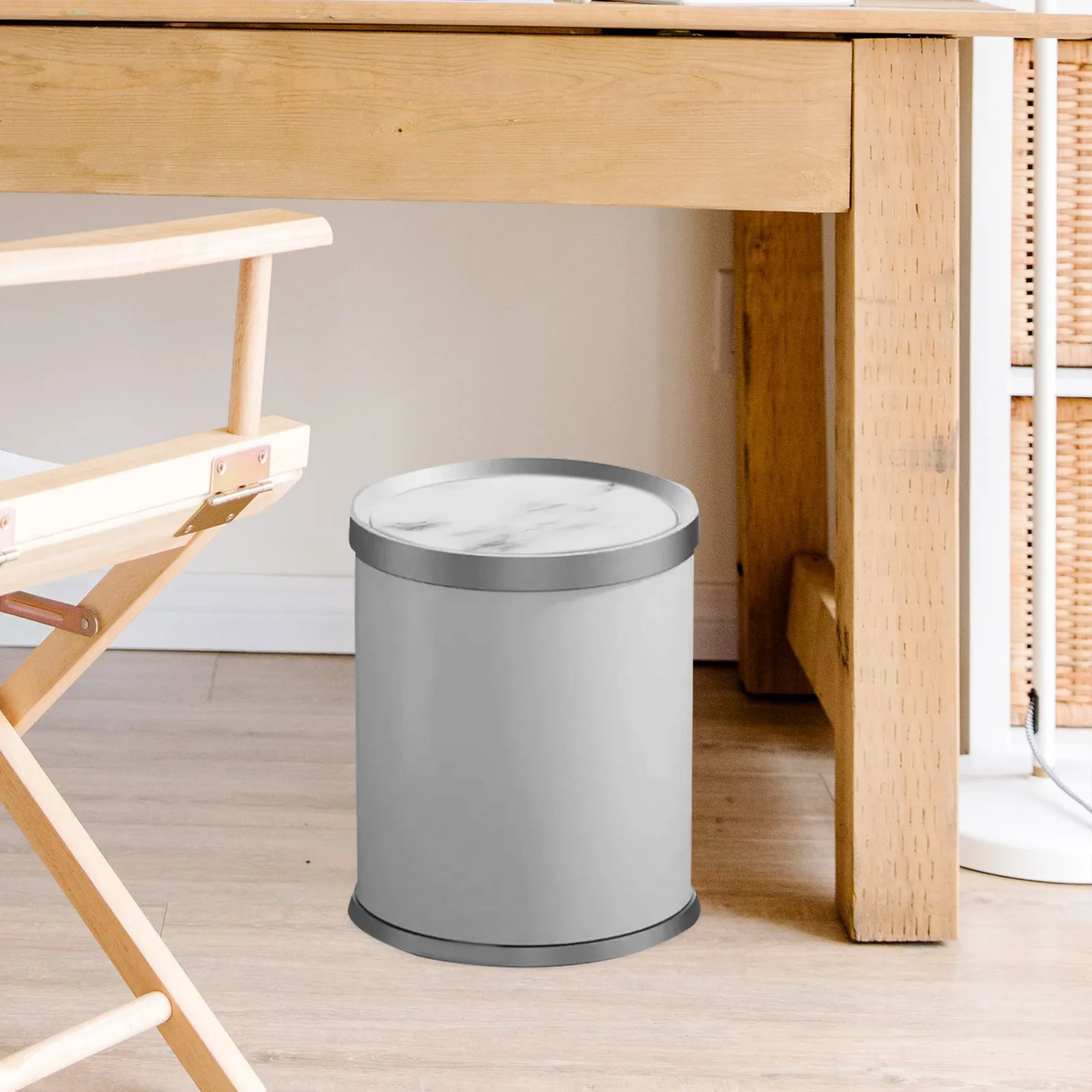 

1 Marble Trash Can Lid Imitation White Plastic Replacement Swing Top Garbage Container Home Kitchen Waste Bin Protector