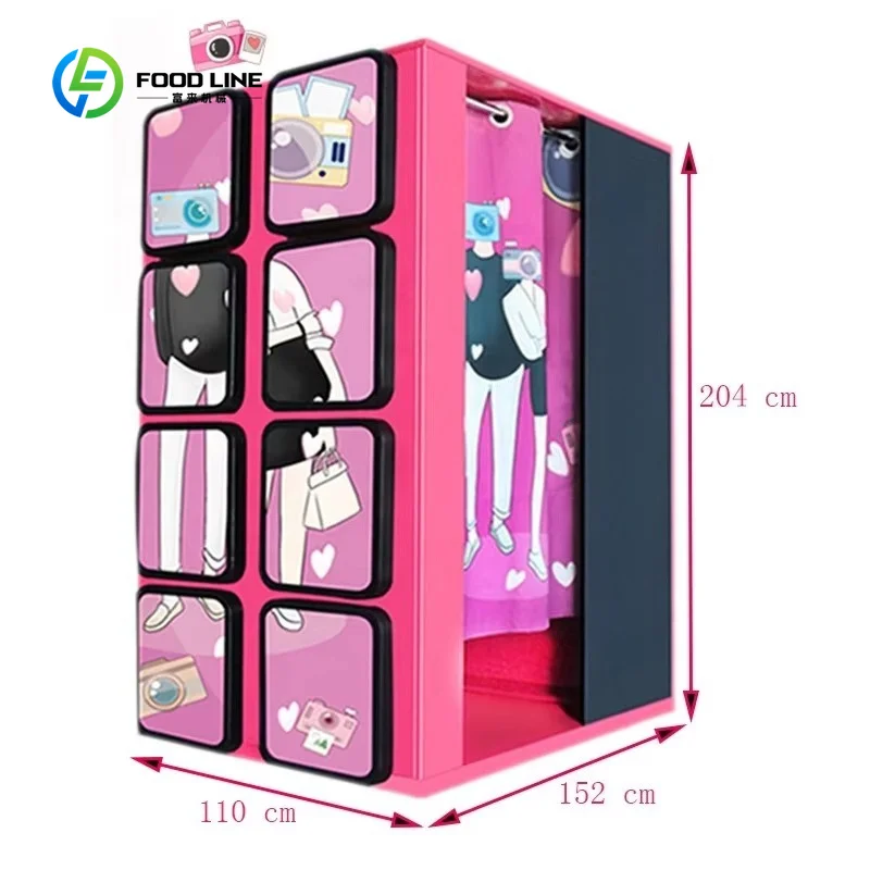Customized Smart Digital Station Photo Booth LED Lighting Self-service Printer 21.5
