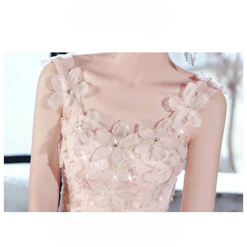 Vestido de noite rosa floresta flor moda estilo noivado casamento brinde vestido hospedagem desempenho formatura vestido