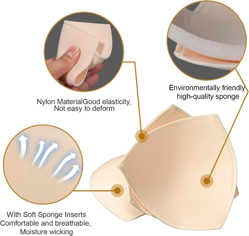 Triangular Breathable Hole Bra Pads Perforated Sponge Inserts Sweat Resistant Bra Padding for Women Sports Bra Swimwear Dresses