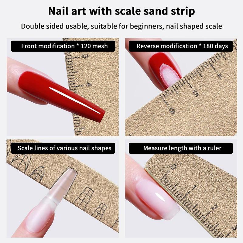 Custom Nail Files With Scale Line 100/180/180 Grit Washable Buffing Stick For Gel Polish & Cat Eye Nails Manicure Pedicure Tools