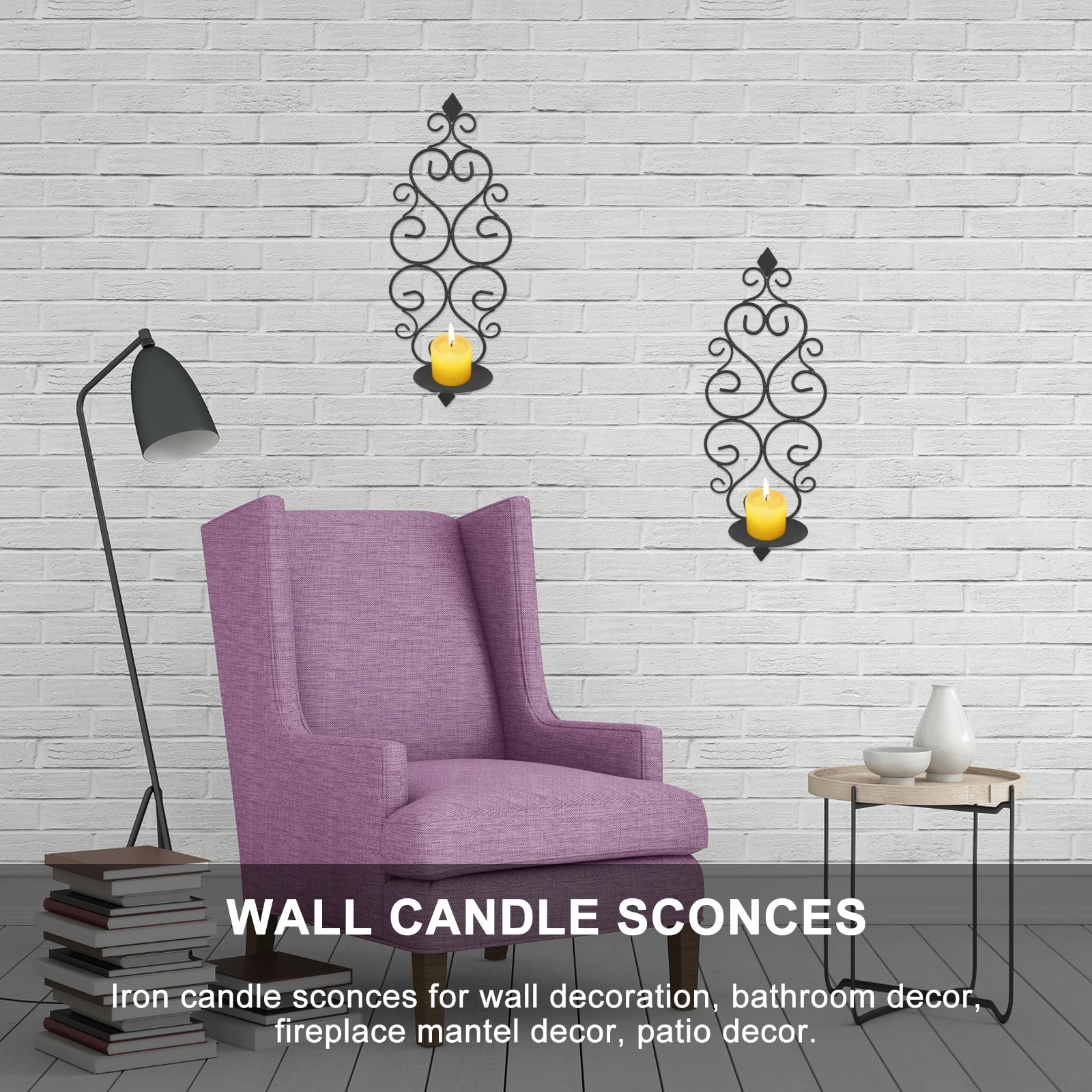 

2Pcs Wall Candle Sconce Iron Artistic Design For Bedrooms Living Rooms Study Offices Clubs Hotels Interiors