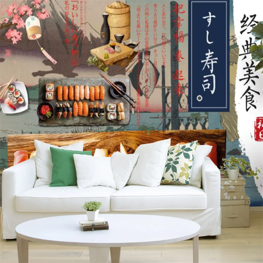 

Обои на заказ, 3d самоклеящиеся водонепроницаемые фрески, японский стиль, суши-ресторан, фон, Настенный декор, наклейка Papel De Parede