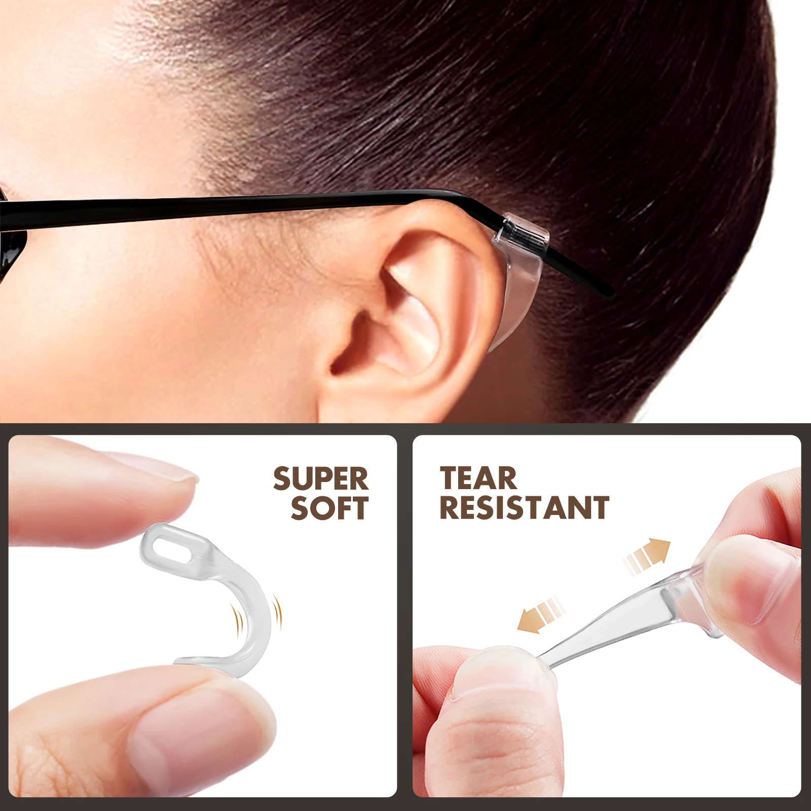 

Anti-Slip Hooks Silicone Eyeglass Grips Lightweight Transparent For Sports Running Daily Wear Eyeglass Ear Hooks Non-Slip