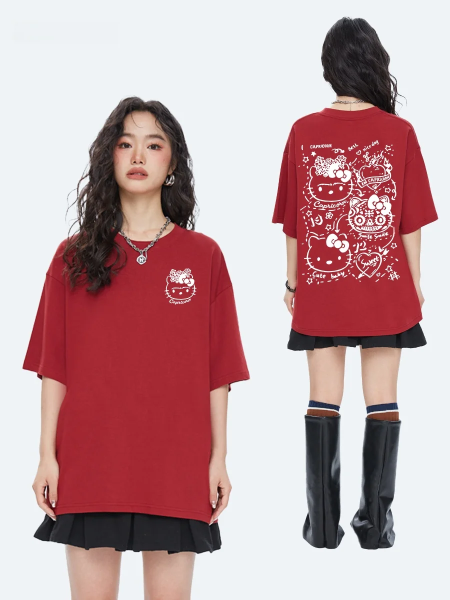 

Capricorn American Style Funny Pure Cotton Short Sleeve Women's Summer New Trendy Brand Versatile Half Sleeve INS Top