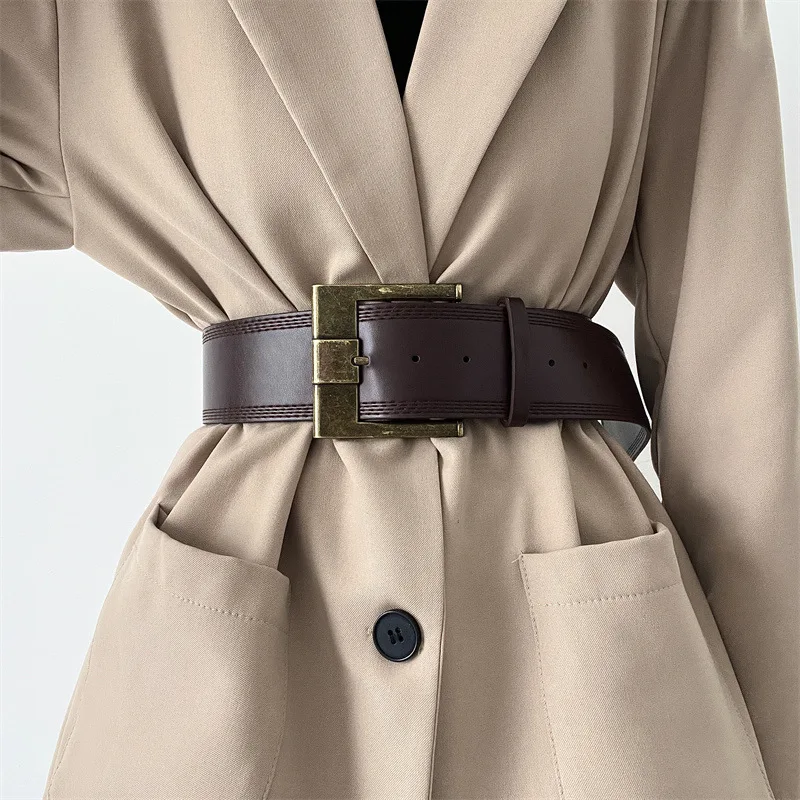 Women Belt for Dress Luxury Simple Square Wide Belt Vintage Distressed Fashion Versatile Corset Belt