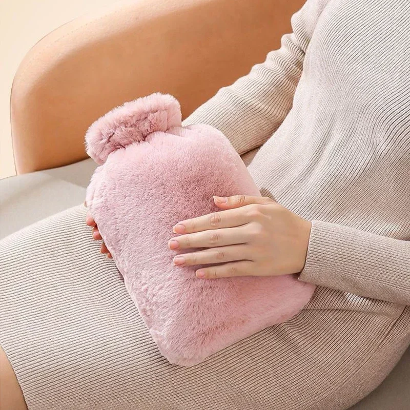 1000ML Hand WarmerHot Water Bag Removable Hot Water Bottles Reusable Hand Warmer with Cloth Cover Explosion-Proof Girl Winter